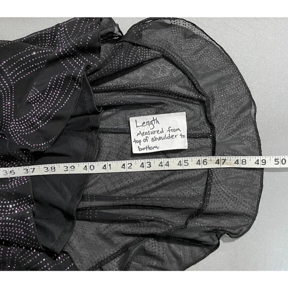 A Byer Size Medium Sleeveless Black Glitter Babydoll Halter Dress Whimsigoth Y2K - Picture 11 of 11